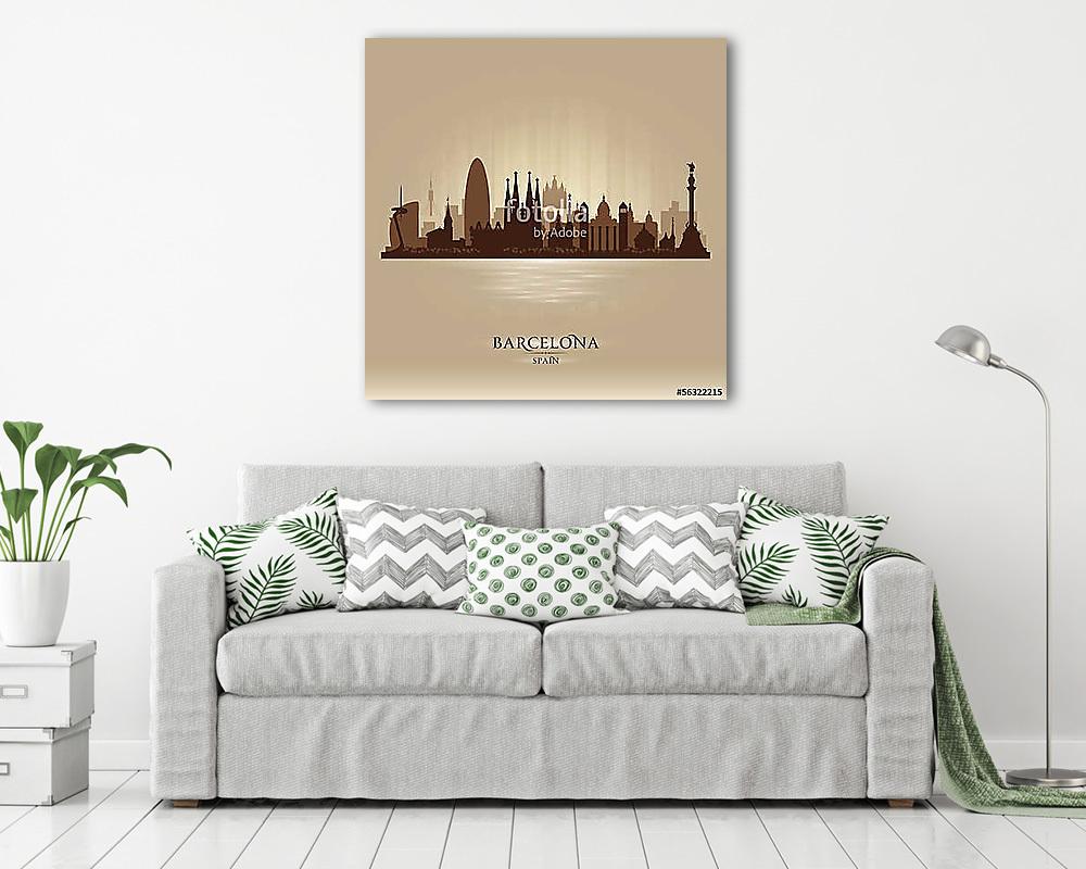 Barcelona Spain city skyline vector silhouette (vászonkép) - vászonkép, falikép otthonra és irodába
