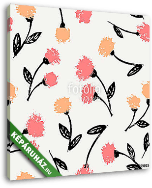 Hand Drawn Floral Seamless Pattern - vászonkép 3D látványterv