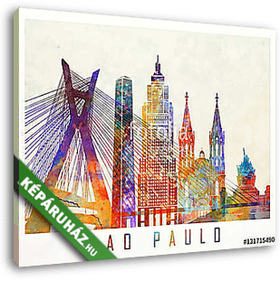 Sao Paulo landmarks watercolor poster - vászonkép 3D látványterv