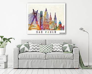 Sao Paulo landmarks watercolor poster (vászonkép) - vászonkép, falikép otthonra és irodába