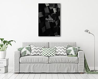 Macro image of black braided stripes in geometric composition, 3D illustration, abstract background (vászonkép) - vászonkép, falikép otthonra és irodába