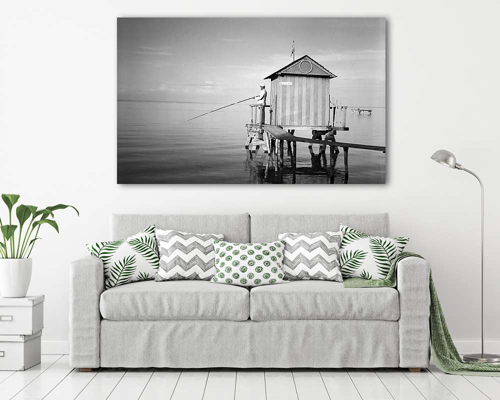 Horgászház a Balatonban (1936) (többrészes kép) - vászonkép, falikép otthonra és irodába