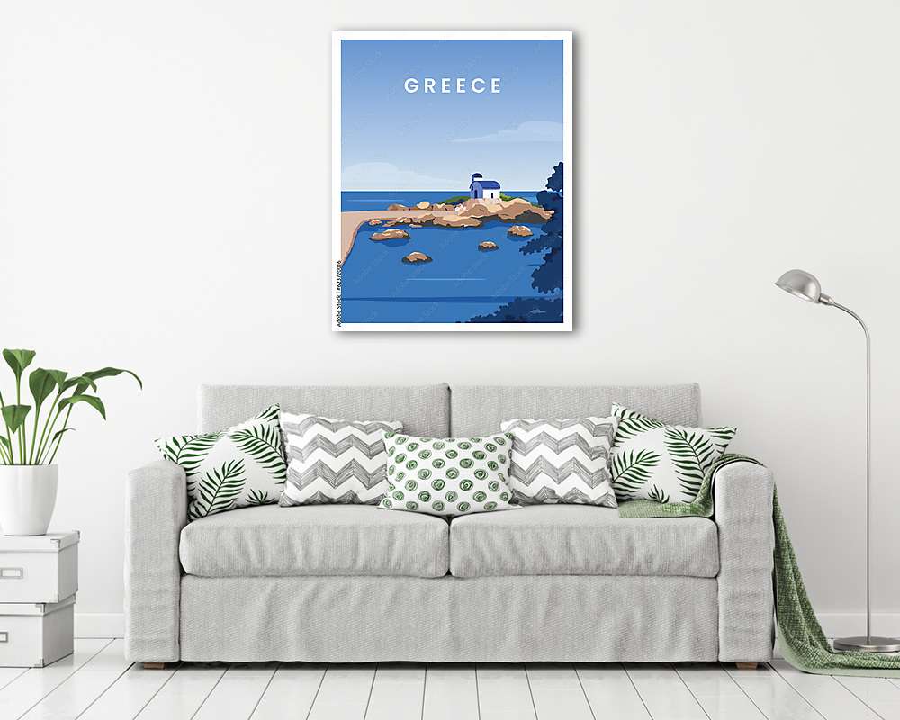 Görögország poszter, sziklaszirt dómmal - vászonkép, falikép vásárlás Görögország poszter, sziklaszirt dómmal (vászonkép) - vászonkép, falikép otthonra és irodába