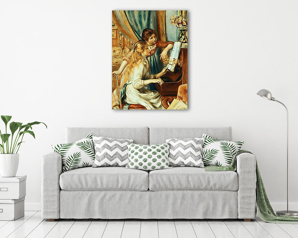 Fiatal lányok a zongoránál /szín verzió 3 - blue/ (fotótapéta) - vászonkép, falikép otthonra és irodába