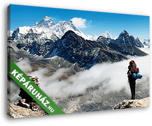 az Everest Gokyo Ri turista látványa - vászonkép 3D látványterv