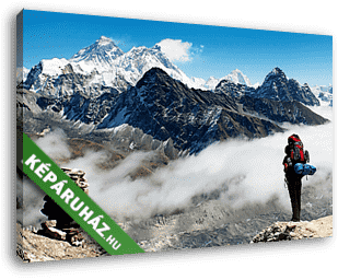 az Everest Gokyo Ri turista látványa - vászonkép 3D látványterv az Everest Gokyo Ri turista látványa - vászonkép 3D látványterv