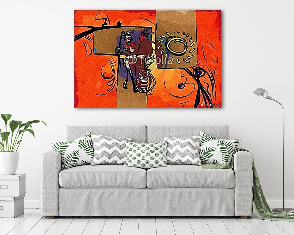 afrikai motívum etnikai retro vintage (többrészes kép) - vászonkép, falikép otthonra és irodába