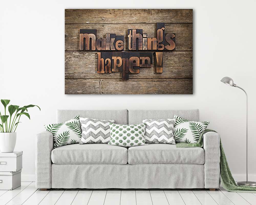 a dolgok megtörténjenek írott formában írva (többrészes kép) - vászonkép, falikép otthonra és irodába