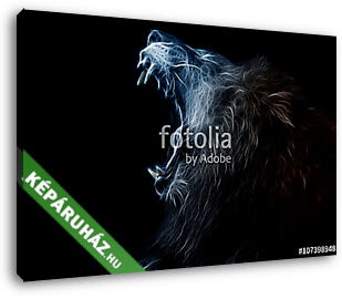 Az oroszlán digitális fraktális kialakítása - vászonkép 3D látványterv