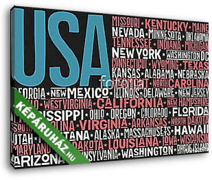 Amerikai Egyesült Államok lobogója államokkal és tőkével  - vászonkép 3D látványterv