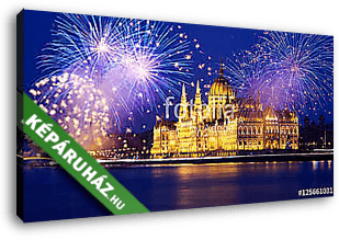 Új év a városban - Budapest tűzijátékkal - vászonkép 3D látványterv