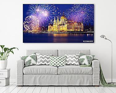Új év a városban - Budapest tűzijátékkal (vászonkép) - vászonkép, falikép otthonra és irodába