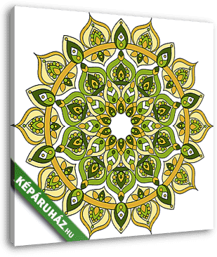 Vector ornate green and yellow mandala illustration - vászonkép 3D látványterv