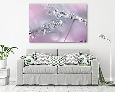 Dandelion with silvery drops of dew on a multi-colored gentle ba (vászonkép) - vászonkép, falikép otthonra és irodába