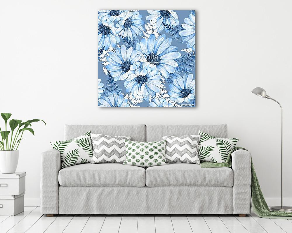 Floral seamless pattern. Watercolor flowers 8 - vászonkép, falikép vásárlás Floral seamless pattern. Watercolor flowers 8 (fotótapéta) - vászonkép, falikép otthonra és irodába