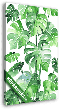 Monstera leaves background. Beautiful watercolor pattern made of - vászonkép 3D látványterv