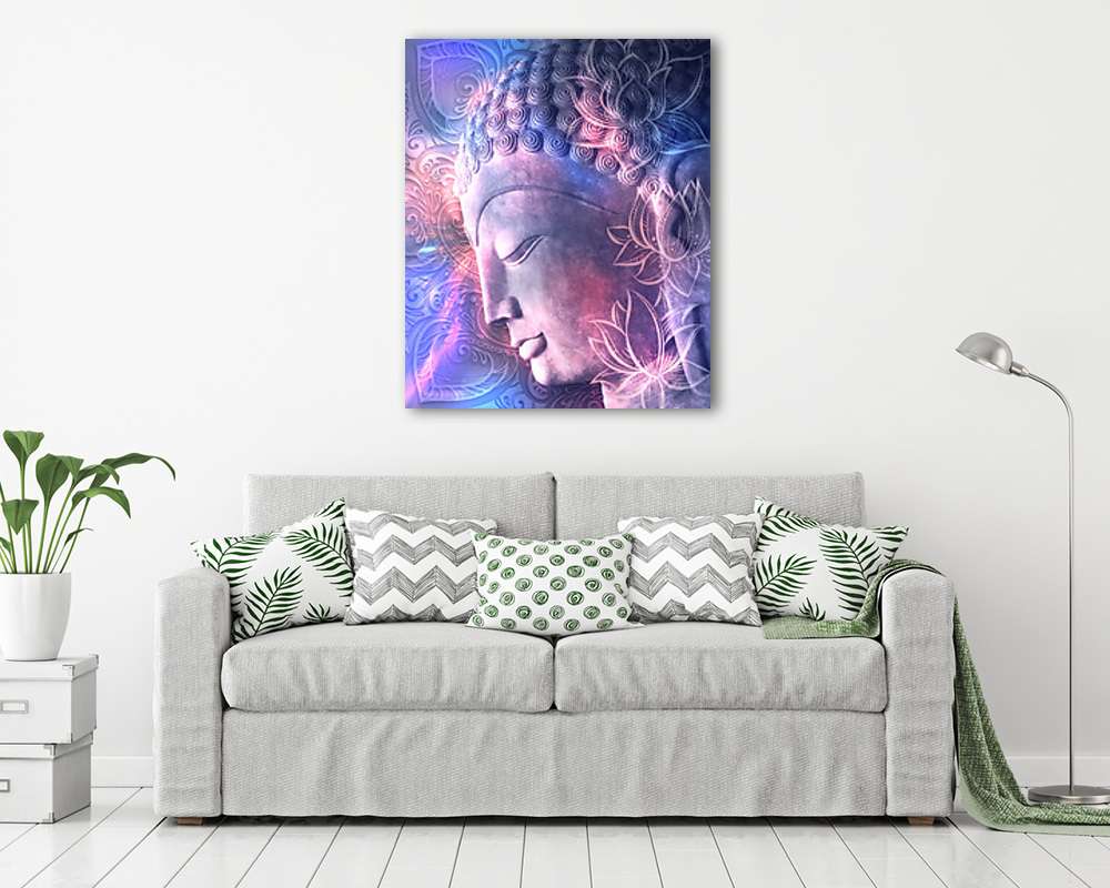 Színes Budha arc, profilból (fotótapéta) - vászonkép, falikép otthonra és irodába