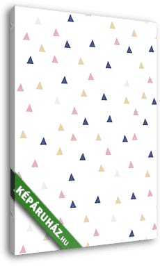 Rózsaszín-kék-sárga háromszögek tapétaminta - vászonkép 3D látványterv