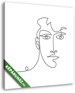 Férfi portré (vonalrajz, line art) - vászonkép 3D látványterv