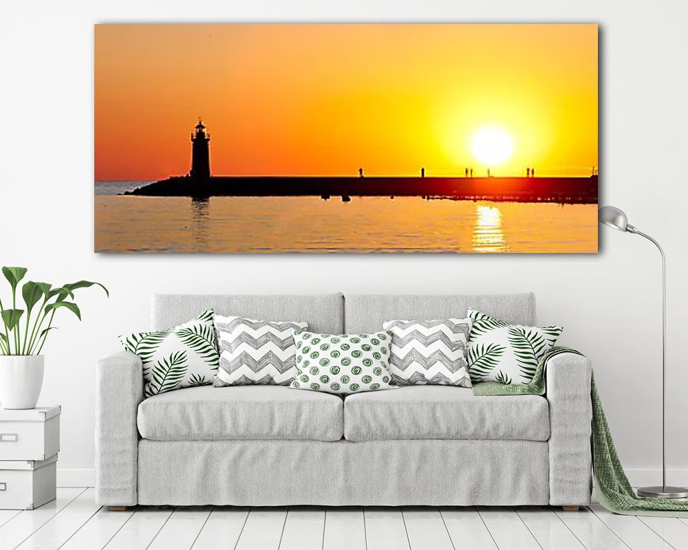 Világító torony naplementében (Mallorca) (vászonkép) - vászonkép, falikép otthonra és irodába