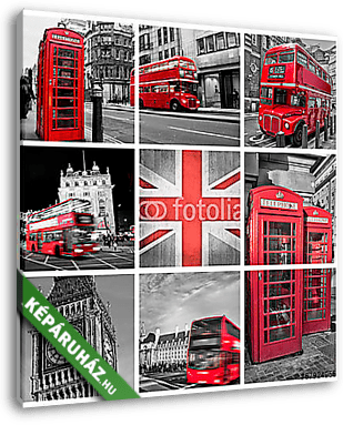 London fotókollázás, szelektív szín - vászonkép 3D látványterv