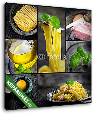 Pasta carbonara kollázs - vászonkép 3D látványterv Pasta carbonara kollázs - vászonkép 3D látványterv