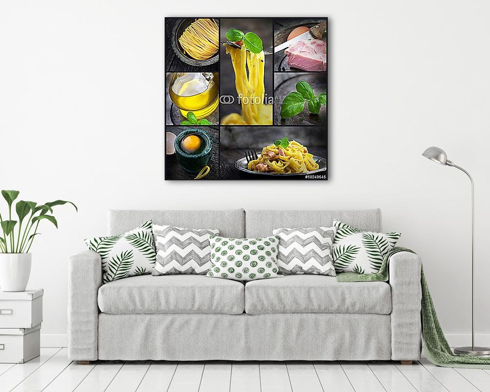 Pasta carbonara kollázs - vászonkép, falikép vásárlás Pasta carbonara kollázs (vászonkép) - vászonkép, falikép otthonra és irodába