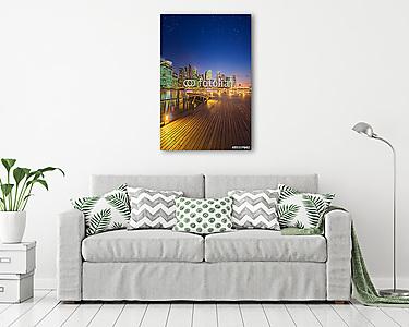 Szingapúr Skyline és kilátás Marina Bayre (vászonkép) - vászonkép, falikép otthonra és irodába