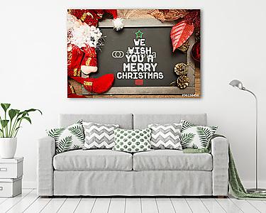 Tábla, inspiráló szavakkal karácsonyfa alatt (vászonkép) - vászonkép, falikép otthonra és irodába