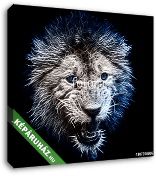 Az oroszlán digitális fraktális kialakítása - vászonkép 3D látványterv