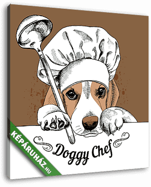 The poster with the image of dog Beagle in the hat of chef and w - vászonkép 3D látványterv