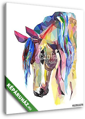 Horse head, mosaic. Trendy style geometric on white background. - vászonkép 3D látványterv