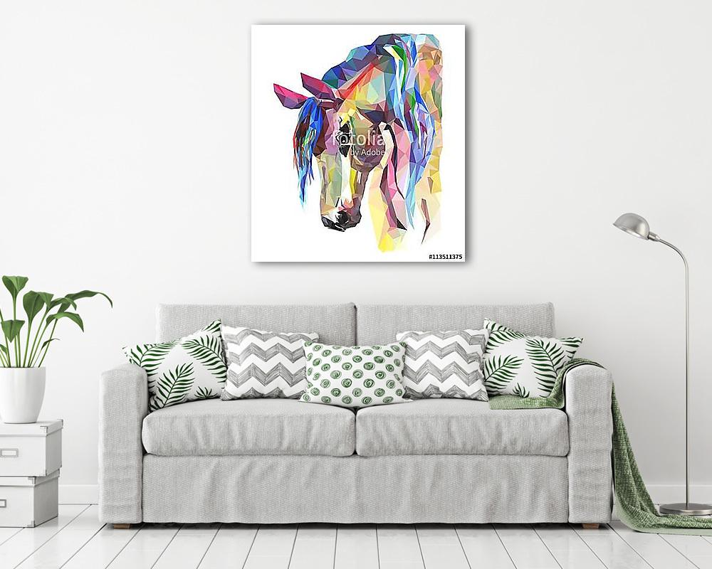 Horse head, mosaic. Trendy style geometric on white background. (vászonkép) - vászonkép, falikép otthonra és irodába