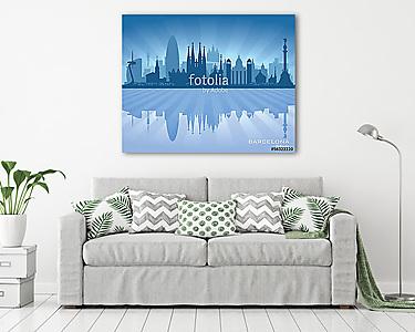 Barcelona Spain city skyline vector silhouette (vászonkép) - vászonkép, falikép otthonra és irodába