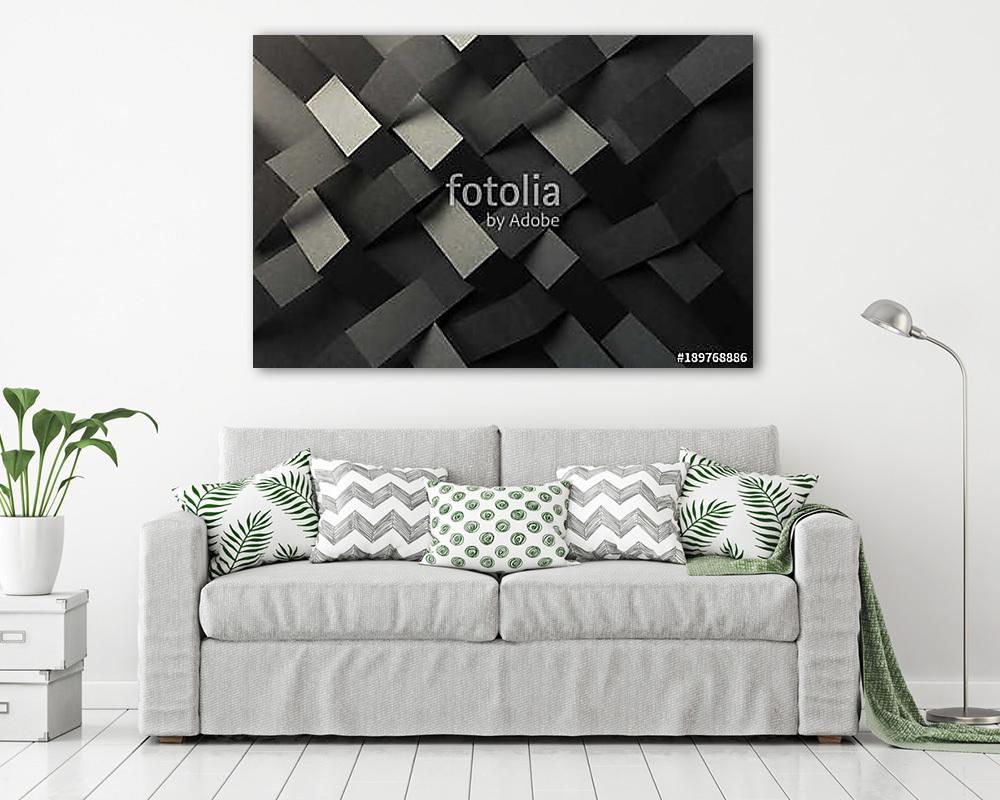 Dark composition with paper stripes, abstract background (keretezett kép) - vászonkép, falikép otthonra és irodába