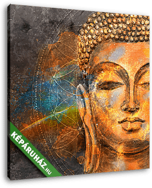 Budha arcrészlet, színes, digital art - vászonkép 3D látványterv