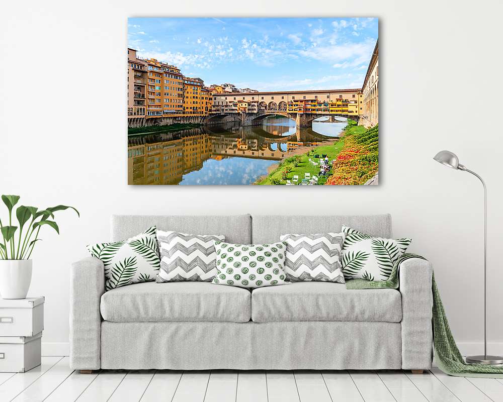 Ponte Vecchio és a zöld terasz, Firenze - vászonkép, falikép vásárlás Ponte Vecchio és a zöld terasz, Firenze (vászonkép) - vászonkép, falikép otthonra és irodába