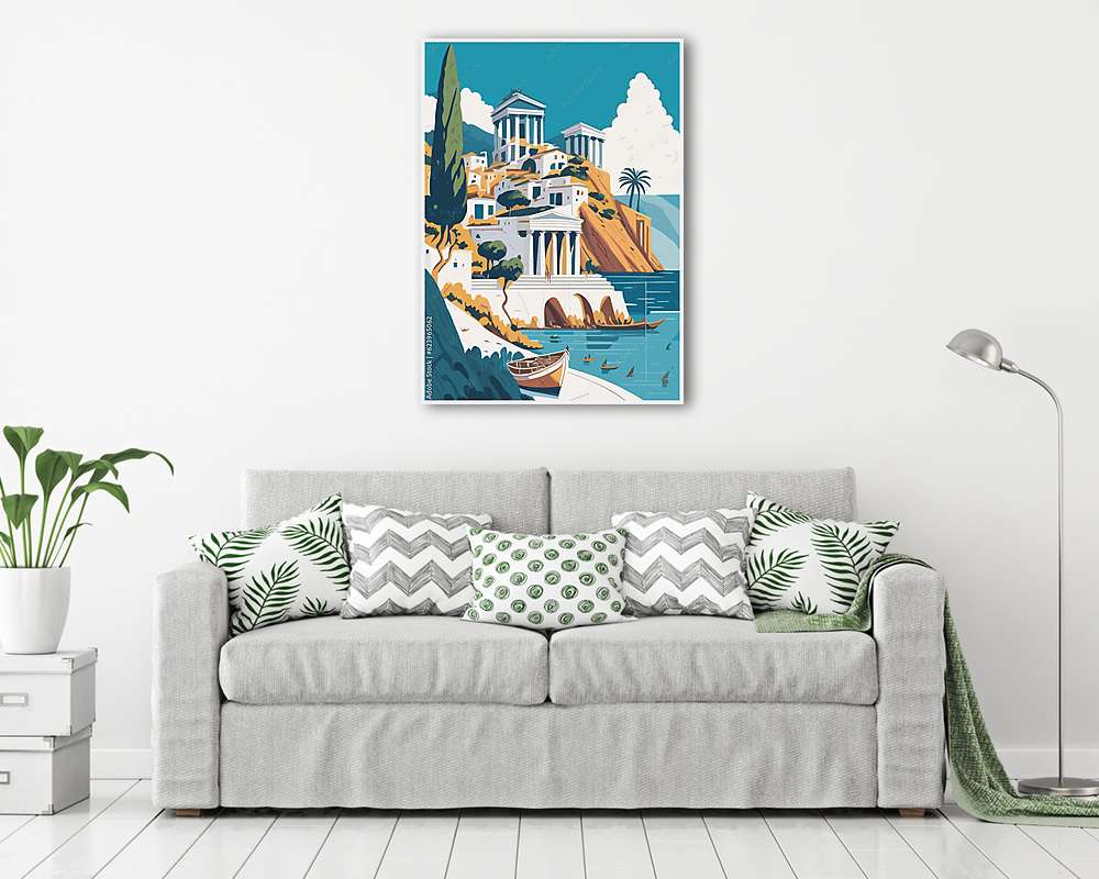 Görög poszter, tengerpart részlet (poszter) - vászonkép, falikép otthonra és irodába