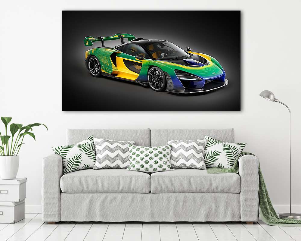 Mclaren Senna - brazil színekben (fotótapéta) - vászonkép, falikép otthonra és irodába
