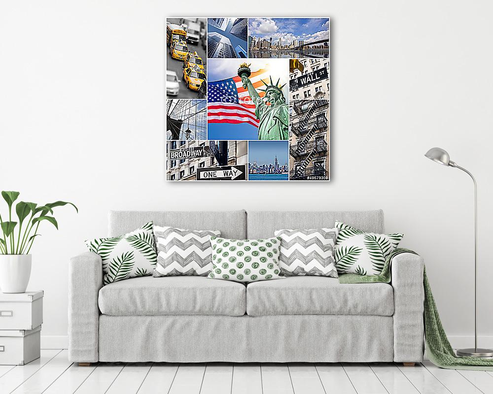 Manhattan tér kollázs, New York - USAA (bögre) - vászonkép, falikép otthonra és irodába