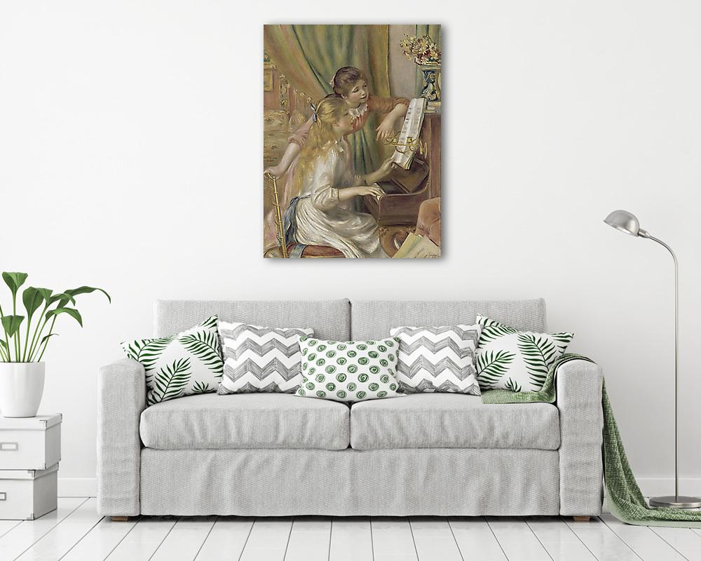 Fiatal lányok a zongoránál /eredeti, fakóbb színekkel/ (többrészes kép) - vászonkép, falikép otthonra és irodába