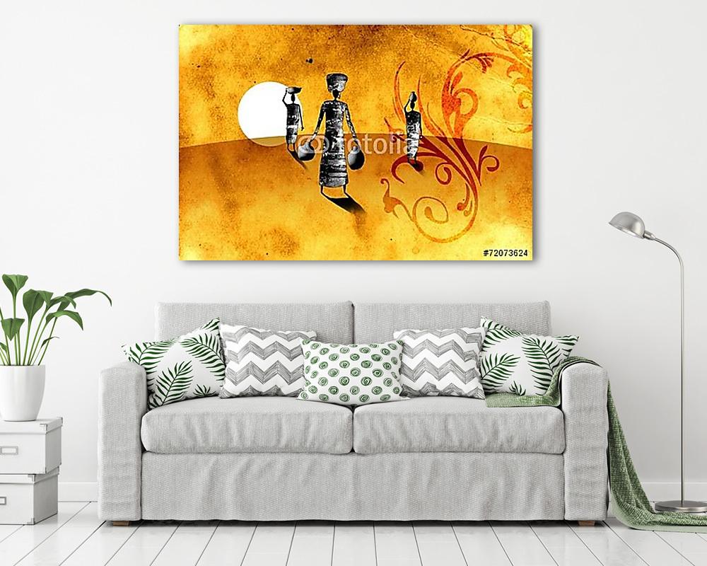 afro motívum etnikai retro vintage (többrészes kép) - vászonkép, falikép otthonra és irodába