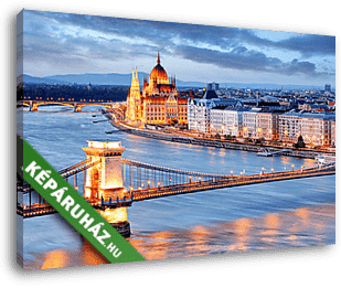 Budapest, Lánchíd és a Parlament - vászonkép 3D látványterv