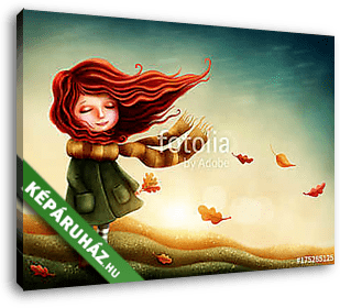 Őszi tündér lány - vászonkép 3D látványterv