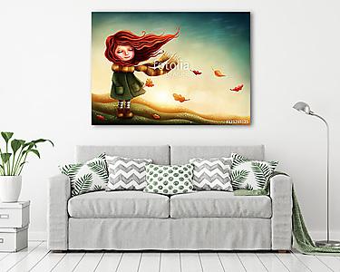 Őszi tündér lány (vászonkép) - vászonkép, falikép otthonra és irodába