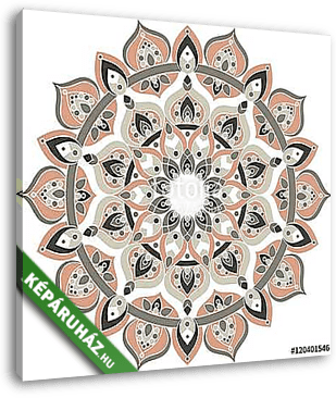 Vector gray and pink ornate mandala illustration - vászonkép 3D látványterv