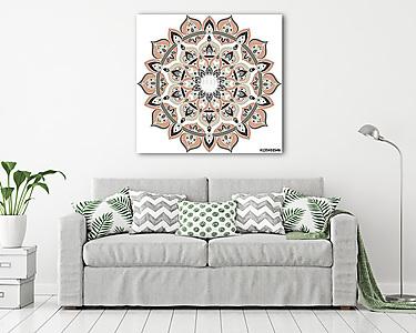 Vector gray and pink ornate mandala illustration (vászonkép) - vászonkép, falikép otthonra és irodába