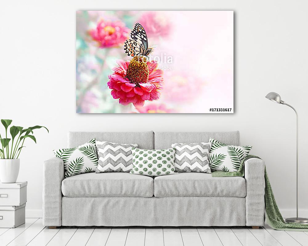 Delicate elegant light natural background  template with pink fl - vászonkép, falikép vásárlás Delicate elegant light natural background  template with pink fl (vászonkép) - vászonkép, falikép otthonra és irodába