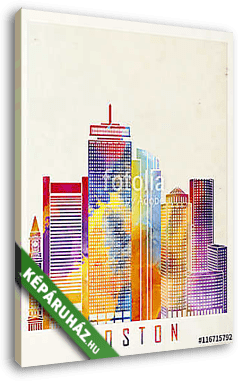 Boston landmarks watercolor poster - vászonkép 3D látványterv