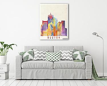 Boston landmarks watercolor poster (vászonkép) - vászonkép, falikép otthonra és irodába